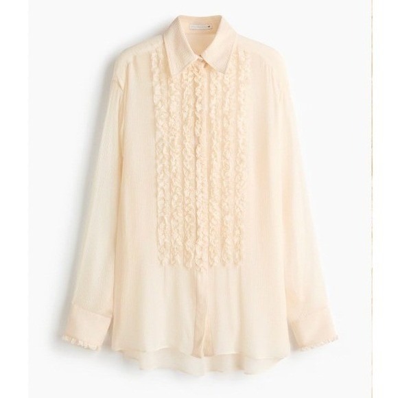 H&M Tops - Stella McCartney H&M Silk-Blend Blouse with Ruffled Bib Top Ivory | Size Large